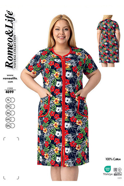 ROMEO LİFE Women's Plus Size 100% Cotton Combed Fabric Zippered Summer Dress ...