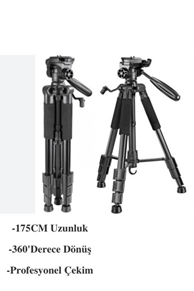 Genel Markalar 175 Cm Ayarlanabilir 360° Dönebilen Taşıma Çantalı Tripod Prof...