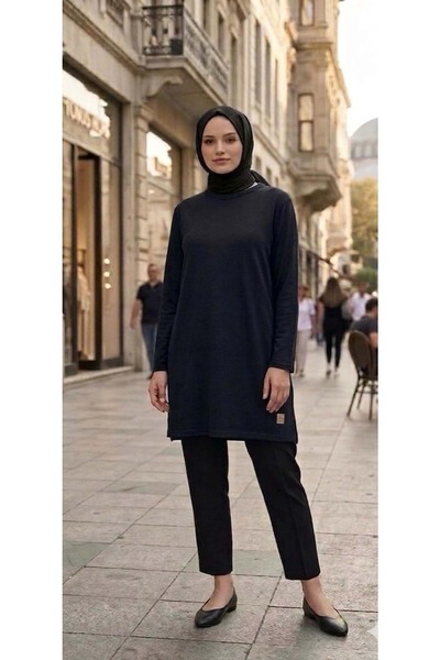 KADO 26Y9218 TUNİK SIFIR YAKA BASİC SİYAH