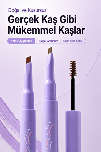 LALACHUU Square Dual Brow Kalem ve Kaş Maskarası 2’si 1 Arada Doğal ve Kalıcı...