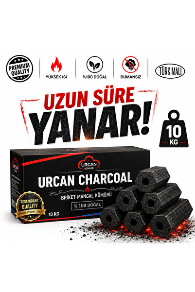 URCAN CHORCOAL Urcan Charcoal Briket Mangal Kömürü %100 Fındık Kabuğu