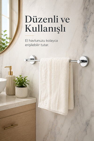 Alper Banyo Parlak Krom 40 cm Modern Tasarımlı Havlu Askılığı - Duvara Monte,...