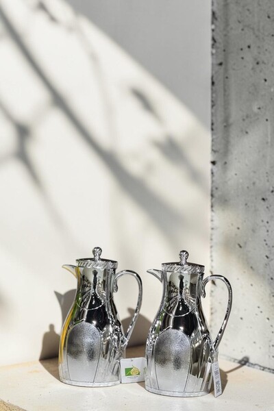 sahal aloula Trams Princess Tea and Coffee Set - Luxurious Shiny Silver 2-Pie...