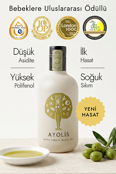 Ayolis Premium Anne Bebek Çocuk Zeytinyağı 500 ml Ödüllü Ilk Hasat Soğuk Sıkı...