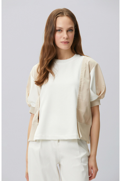 Network Kırık Beyaz N-Tech Garni Detaylı Sweatshirt