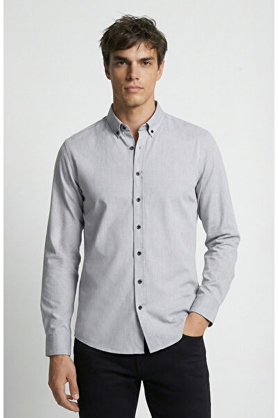 Network Slim Fit Siyah Oxford Gömlek