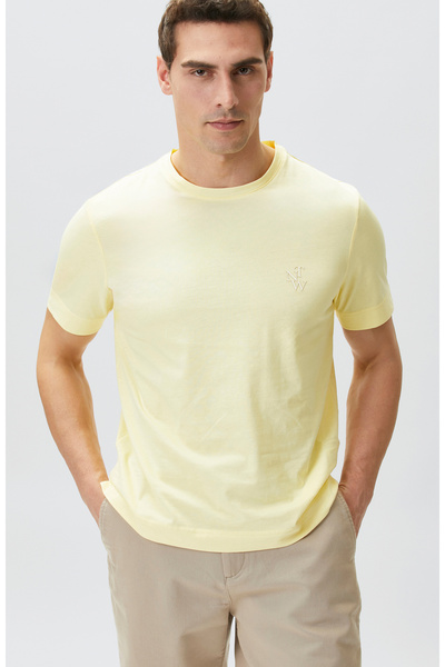 Network Comfort Fit Sarı Göğüs Baskı Detaylı T-shirt