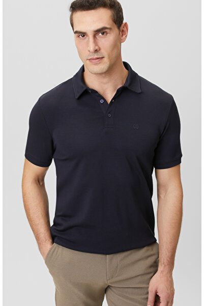 Network Lacivert Basic Polo Modal T-shirt
