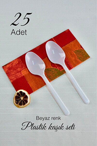 Ezupack 25'li LÜX SERT PLASTİK Beyaz Kaşık Parti Doğum Günü Sunum Davet Nişan...