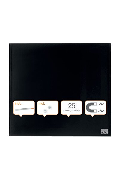 Nobo Magnetic Glass Board 30*30 cm Black+Accessories DIAMOND