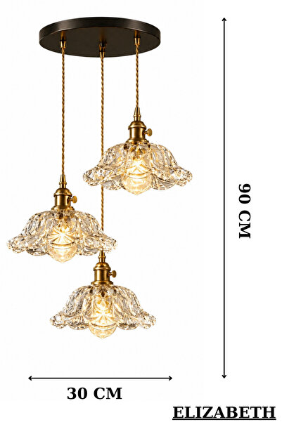 Luna Lighting Elizabeth Model Şeffaf Cam Klasik Oturma Odası Salon Mutfak Antre Sarkıt Tekli Avize