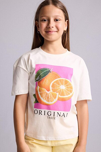 DeFacto Tricou cu mânecă scurtă din bumbac pieptănat, cu imprimeu cu fructe, ...
