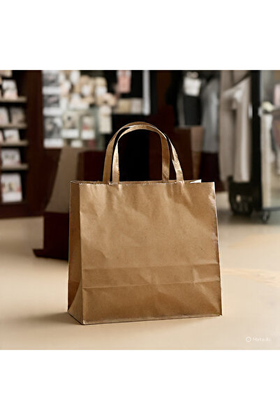 Kraft Ofis Mini Kağıt SAPLI Çanta 18 Cm X 8 Cm X 24 Cm ( 25 Adet ) ( Kağıt Poşet Çanta )