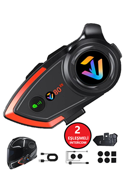 RUGGED 500 Mt Intercom 2 Eşleşmeli Kask Kulaklık Y-80pr Su Geçirmez Bluetooth...