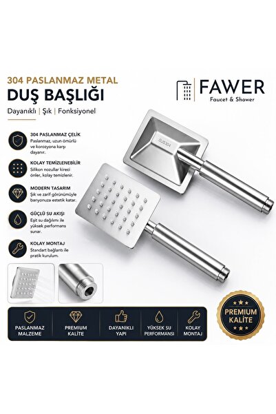 FAWER Faucet & Shower 304 Paslanmaz Krom El Duşu Duş Başlığı - 408m