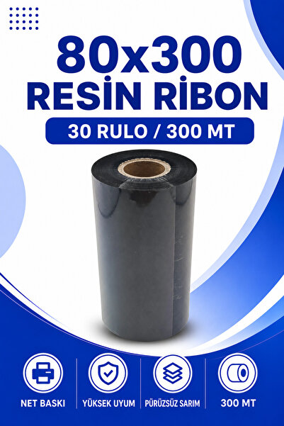 Küresel Etiket Barkod شريط راتنجي 80×300 مم |   30 لفة |   300 طن متري |   مت...