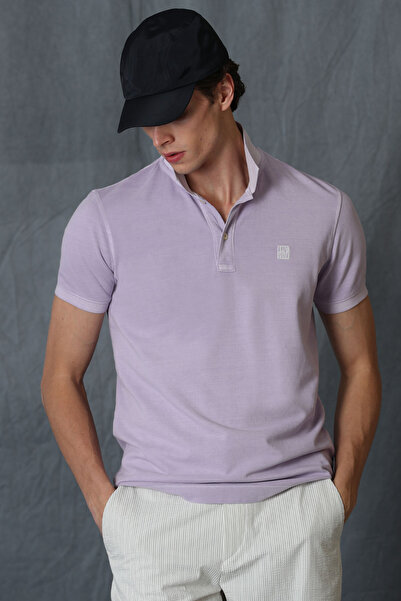 Lufian Ανδρικό T-Shirt Vernon Sports Polo Neck ανοιχτό λιλά