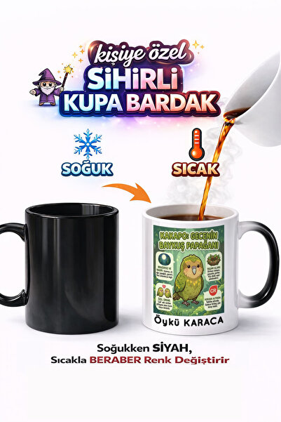 Kirbi Reklam كوب سحري من البورسلين مطبوع على الوجهين على شكل طائر كاكابو ببغا...