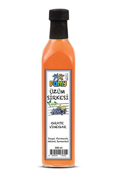 %100 Doğal Fermante Üzüm Sirkesi 500 ml - Katkısız Geleneksel Cam Şişe