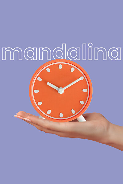 DECOROMA Mandalina Saat | Dekoratif Turuncu Masa Üstü Saat – Sessiz Mekanizmalı