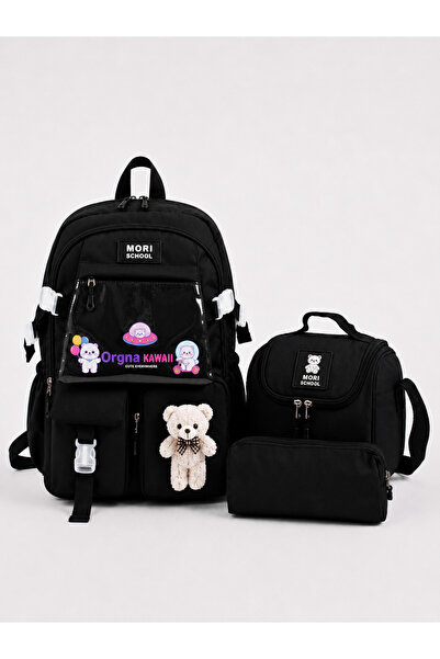 Mori School Bag Kawaii Kore Tarzı Okul Çantası 3'lü Set ( Folyolu Beslenme + ...
