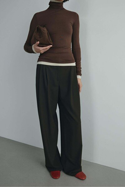 Suud Collection Πλισέ παντελόνι Bitter Brown Lina