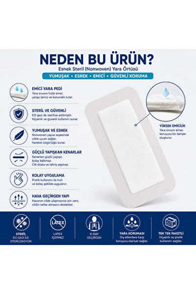 Genel Markalar Non-Woven Yara Örtüsü 9 cm x 25 cm 25 Adet
