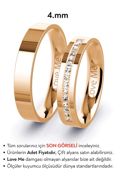 Love Me Yeni Model 1 Adet Mücevher Kalitesinde 4mm Parlak Rose Renk Kararmaz ...
