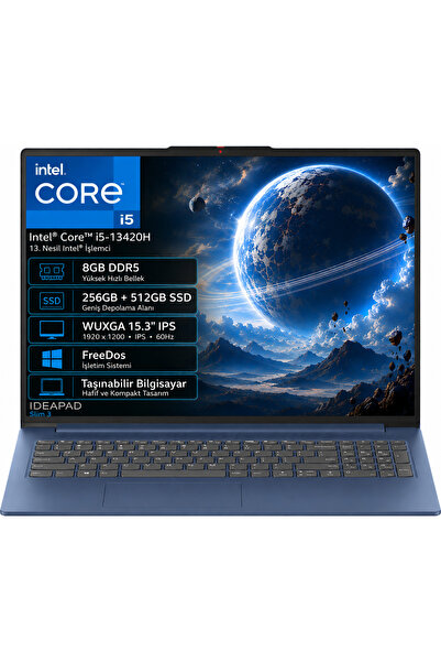 LENOVO IdeaPad Slim 3 15IRH10 83K10062TR-01 Intel Core i5 8GB 256GB+512GB SSD 15.3" 60Hz FreeDos
