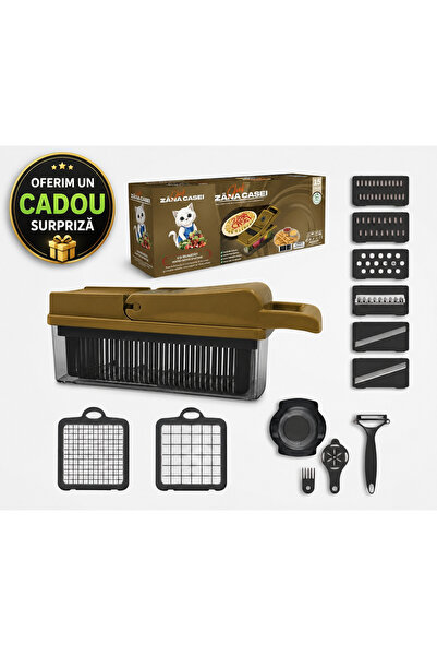 ZanaCasei Razatoare multifunctionala legume si fructe 16 in 1, lame inox + CA...