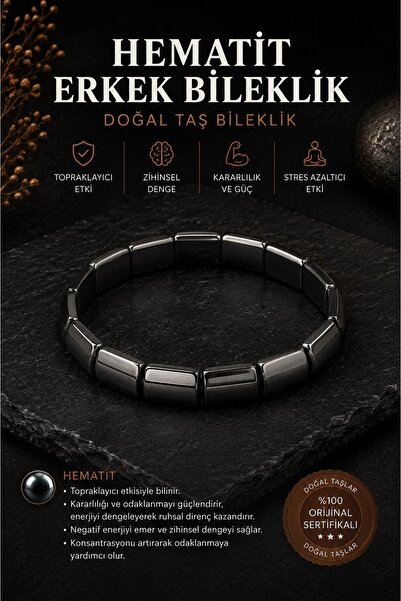 Saff Doğal Taş Hematite Men's Bracelet 2