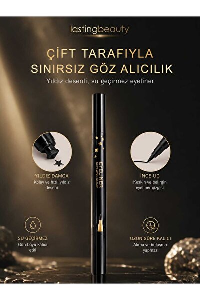 lasting beauty Çift Taraflı Yıldız Desenli Kalem Eyeliner Likit Suya Dayanıklı