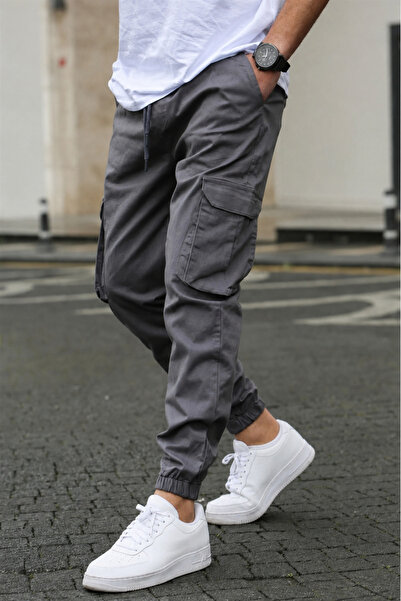 SERAZAT Pantaloni din bumbac buzunar cargo piese material elastic Pantaloni c...