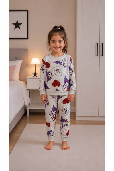 Pajama Shop طقم بيجامة موسمية بأكمام طويلة من القماش القطني باللون الرمادي بن...