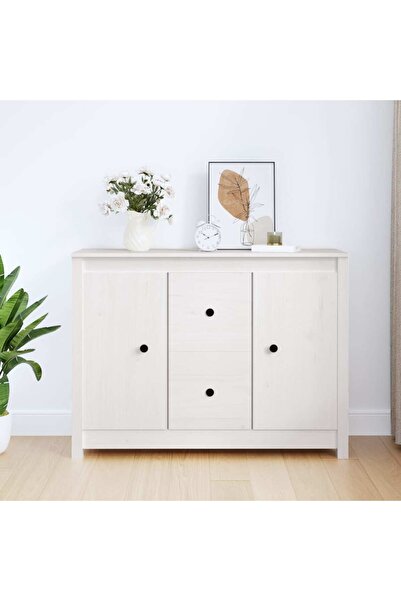 Concept Servantă, alb, 100x35x74 cm, lemn masiv de pin