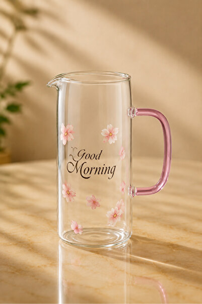 İnterlife Yaz Temalı Çiçekli Sürahi & Karaf 1200 ML Good Morning Yazılı (BULA...