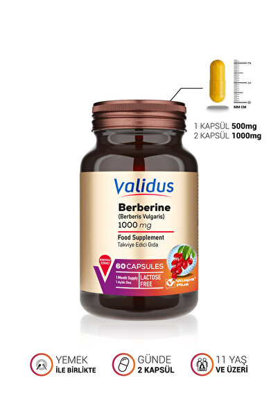 Validus Berberin (Berberis Vulgaris) 1000 Mg 60 Capsules