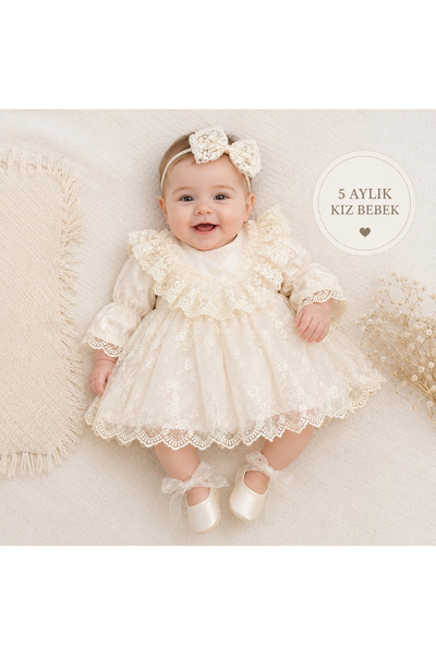 Ozz Baby Baby Girl and Child 0/3-3/6 Months Mevlütlük Dress Set