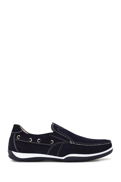 Derimod Men's Navy Blue Nubuck Leather Casual Shoes 26Sfd7105V3