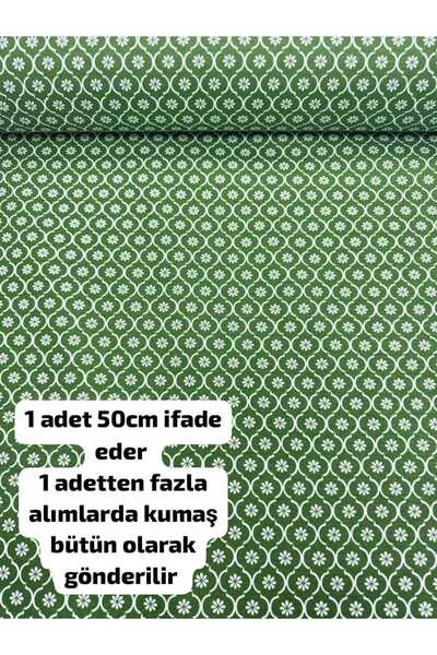 Home Duck kumaş (Yeşil mini papatyalar 50 x 180 )