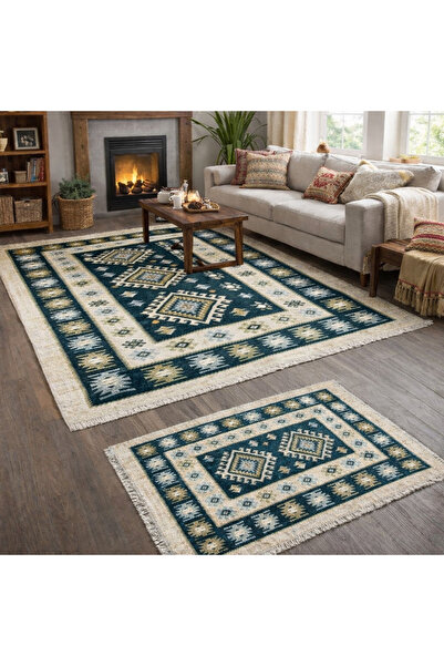 OEM Set 1+1 covoare tradiționale țesute, bumbac, față-verso, 120x180 cm + 60x...
