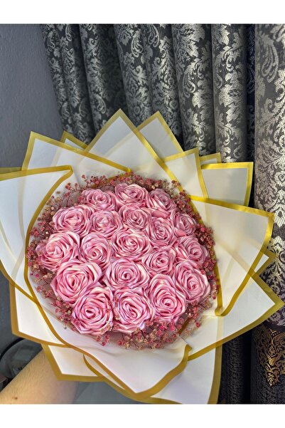 SATENCE STORE باقة من 19 وردة وردية لا تذبل لونها