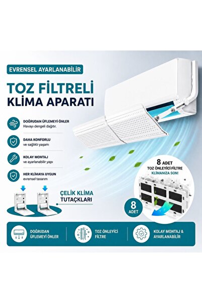 IntersTech Evrensel Klima Hava Yönlendirme Aparatı Toz Geçirmez Filtre Doğrud...