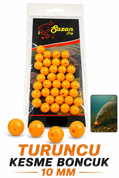 sr sazanrig Turuncu Kesme Boncuk 10 Mm (Dar Delik)