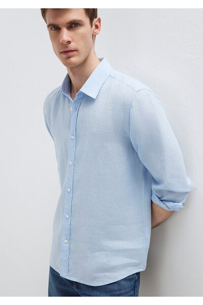 Mavi Keten Gömlek Regular Fit / Normal Kesim 0211963-70776
