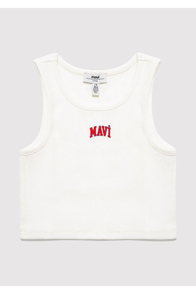 Mavi Ecru-Tanktop mit Logo-Print, eng anliegender Schnitt 7610336-20814