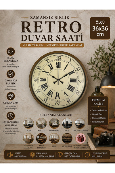 ZENTİME 36 Cm Plastik Duvar Saati