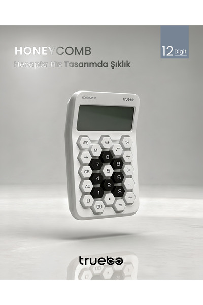 truebo HoneyComb Beyaz Renkli Hesap Makinesi