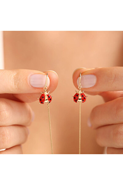 Sembol Gold 14 Ayar Altın Ladybug Küpe