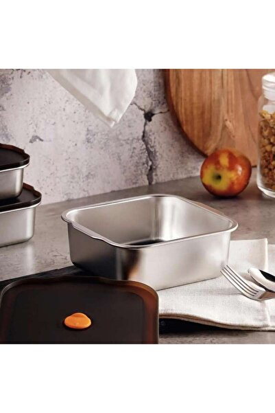 PAN HOME Edzel Stainless Steel Square Lunch Box 1.3l -chrome